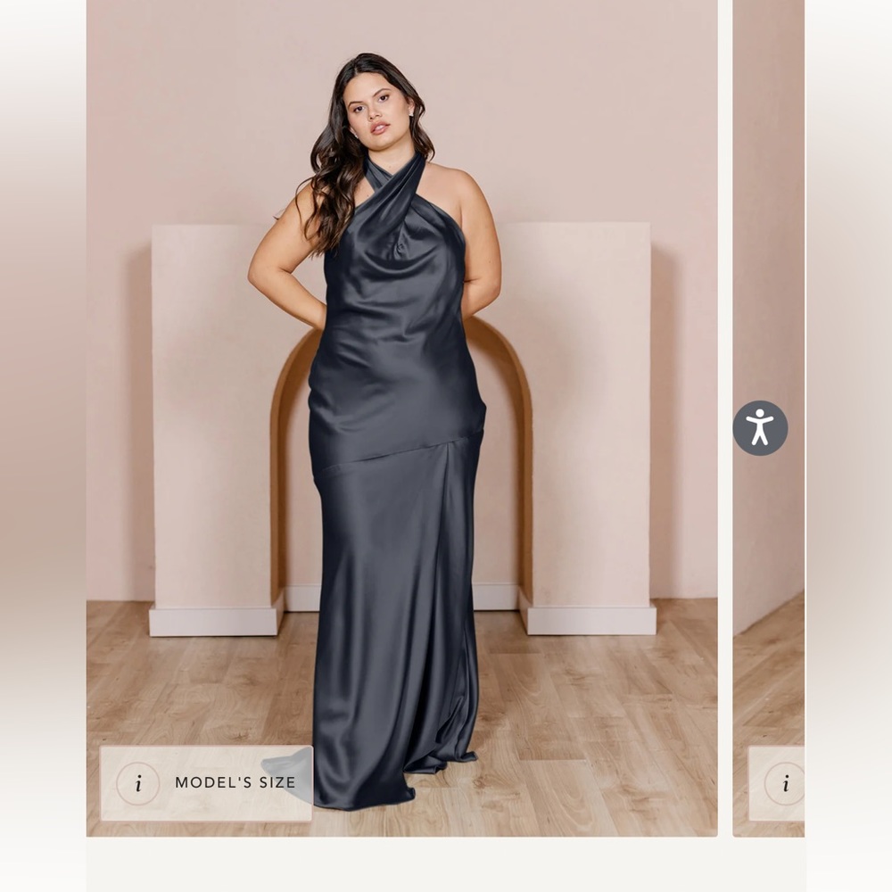 Revelry Athena black satin dress. Made to order petite 0
